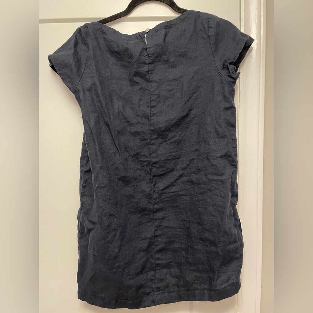 Muji Navy Short-Sleeve Linen Tunic - Picture 2 of 6
